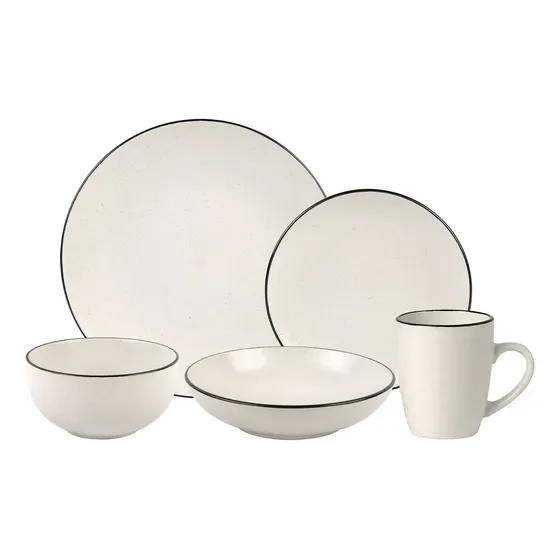 Juego De Loza 30 Pcs Cerámica Oporto Simplit Crema