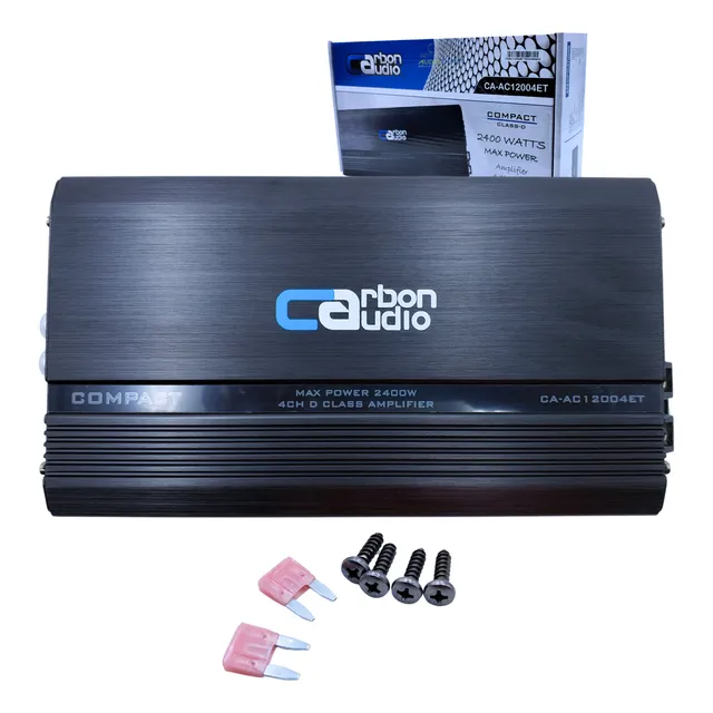 Amplificador clase D de 4 canales Carbon Audio Ca-ac12004et color negro