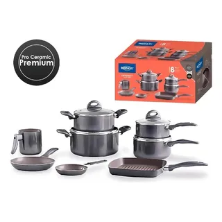 Jogo De Panelas De Cozinha Brinox Life Smart Plus 4791/105 Com 8 Peças De Cerùmica Cinza Jogo De Panelas De Cozinha Brinox Life Smart Plus 4791/105 Com 8 Peças De Cerùmica Cinza