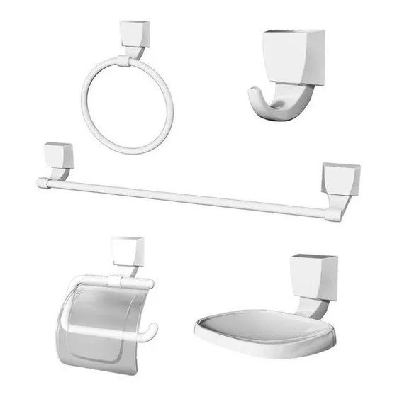 Kit Para Banheiro 5 Peças Quadra Branco F24 Lorenzetti Preto