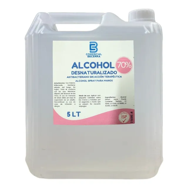 Alcohol 5 Litros Desnaturalizado 70% Certificado Isp