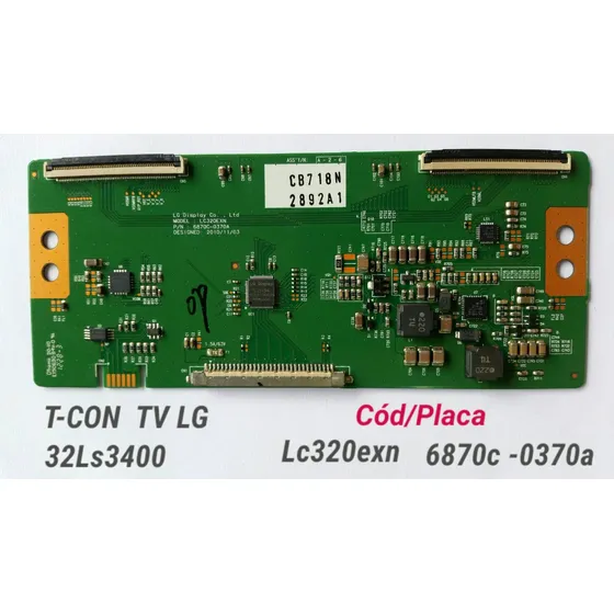Placa T-con Tv LG 32ls3400 - Lc320exn - 6870c-0370a - 