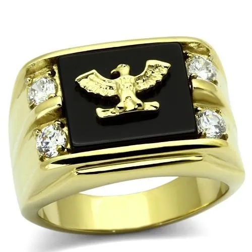 Anel  Masculino Águia Folheado A Ouro 18k, Quadrado