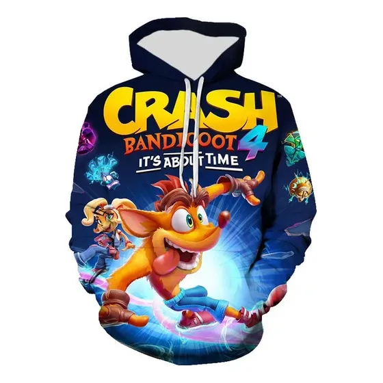 Crash Bandicoot Impresión 3d Sudadera Con Capucha Para Niños