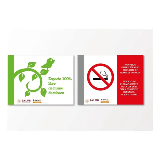 Señalamiento 2 Letreros Riesgos De Salud No Fumar Cofepris