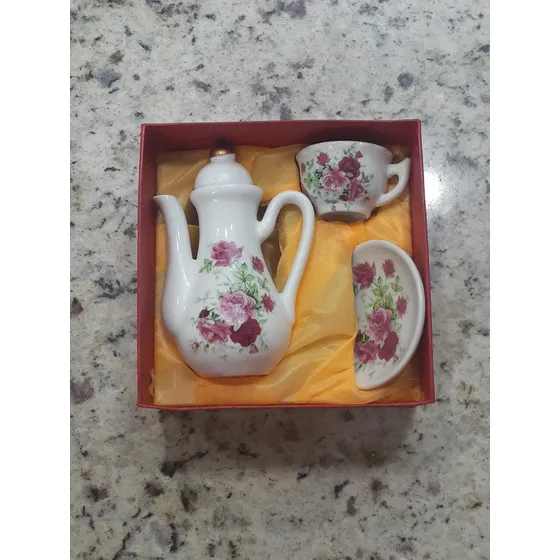 Juego Tazas Te Coleccion Mini - Tetera Taza Plato - Ceramica