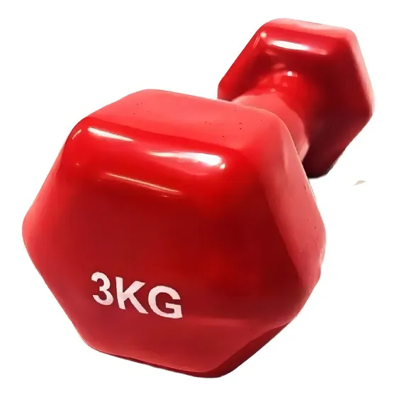 Mancuerna G-Fitness 3 kg pesa recubierta vinilica color rojo