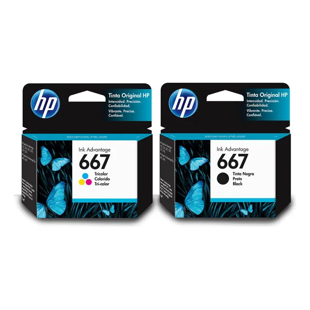 Pack Tintas Hp 667 Negra + 667 Tricolor