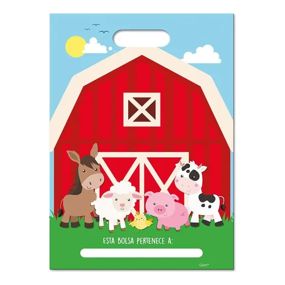 Bolsas Para Dulces Animalitos Granja 6 Unidades Glam