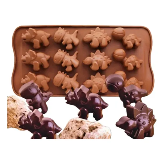 Molde Silicon 12 Mini Dinosaurios Chocolates Fondant Gomitas Color Colores