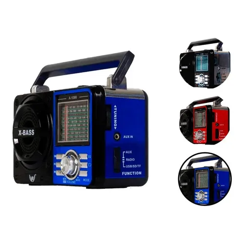Rádio Vintage X-bass Portátil Fm Am Usb Aux Kapbom Cor Azul Voltagem
