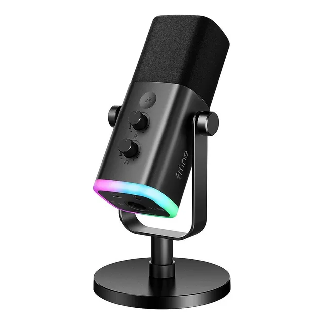 Micrófono Fifine Ampligame Am8 Rgb Usb/xlr Dynamic - Negro