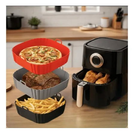 Kit 2 Forma Silicone Air Fryer Antiaderente Reutilizável
