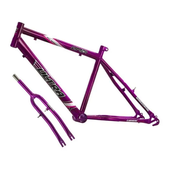 Quadro E Garfo Aro 24 Ultra Bikes Em Aço Carbono Masculina Cor Lilás