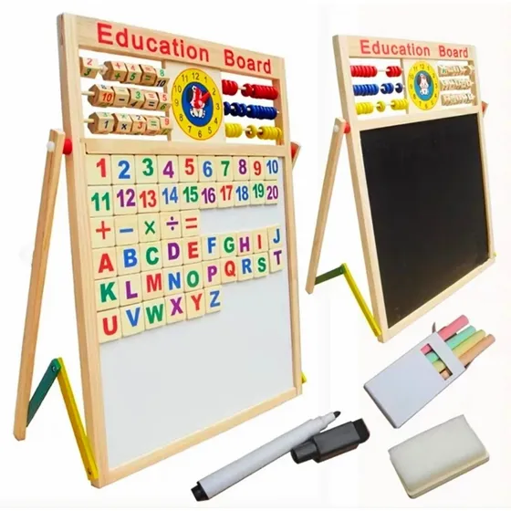 Juego Didactico Pizarra Magnetica Con Pizarron Dibujo Madera