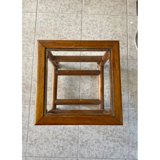 Mesa Auxiliar Madera Y Vidrio Clásica 1 Unidad