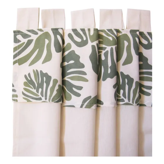 Juego De Cortinas Cocina Con Faldón Estampado C/ Presillas 