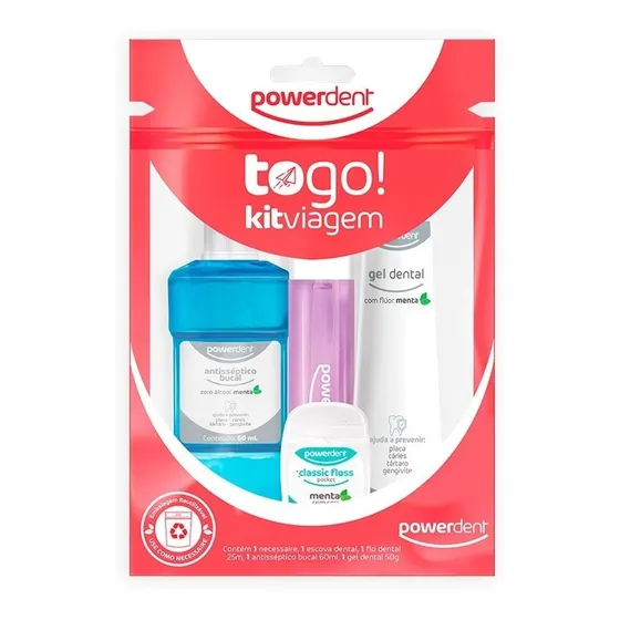 Kit Viagem Miniaturas Higiene Dental Portátil Powerdent 4un Cor Branco