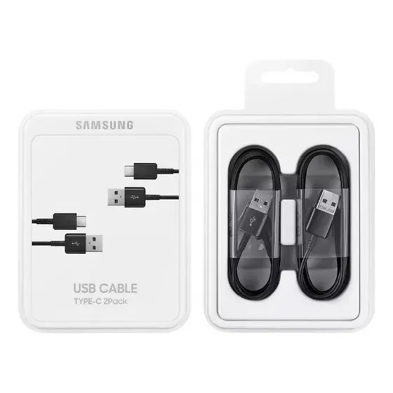 Cable usb 1.5m Samsung Tipo C Pack x2 negro con entrada USB salida USB Tipo C