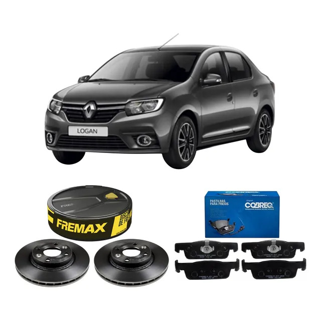 Kit Disco Fremax + Pastilha Cobreq Diant Logan 1.0 1.6 2018