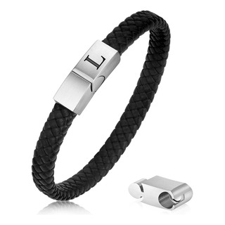 Pulsera Inicial Para Hombre, Pulsera De Cuero Negro Para Hom Pulsera Inicial Para Hombre, Pulsera De Cuero Negro Para Hom