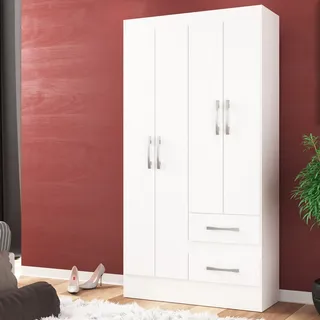 Guarda-roupa Solteiro Conde 4 Portas 2 Gavetas Cor Branco Guarda-roupa Solteiro Conde 4 Portas 2 Gavetas Cor Branco