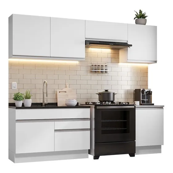 Mueble de Cocina Completo 260cm Madesa Glamy 04 Color Blanco