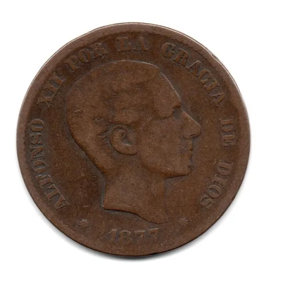 España Moneda 10 Centimos 1877 Km#675