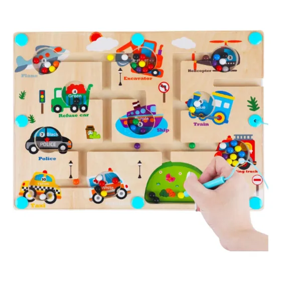 Tablero De Madera Laberinto Lápiz Imantado Autos Dinosaurios