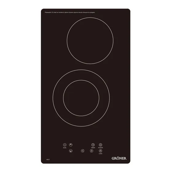 Encimera Vitrocerámica Gröner 2q Dual Color Negro
