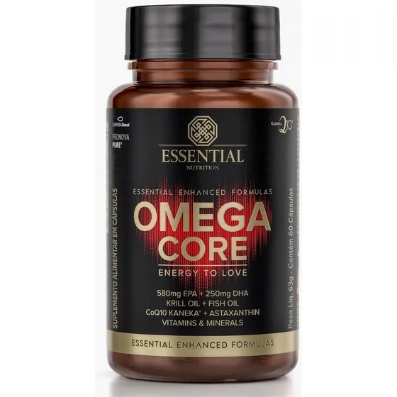 Ômega Core Krill + Coq 10 + Astaxantina Essential Nutrition Sabor 60 Capsulas