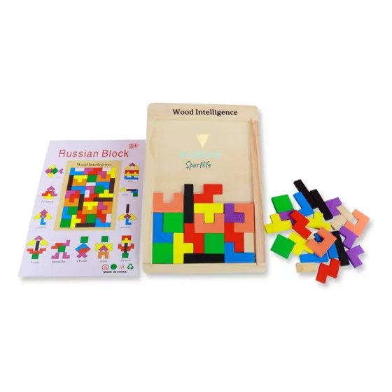 Rompecabezas Iderco Tangram Didáctico Juego Madera Tipo Tetris Encajable Educativo