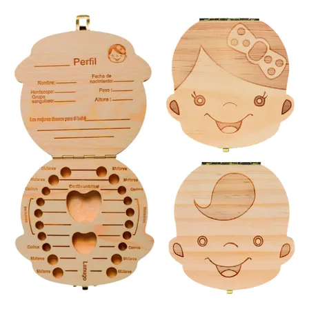 Caja Guarda Dientes De Leche En Madera  Versión Niño O Niña