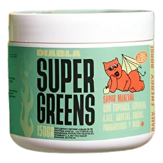 Suplemento Diabla Super Greens Proteico Sabor Manzana X 150g