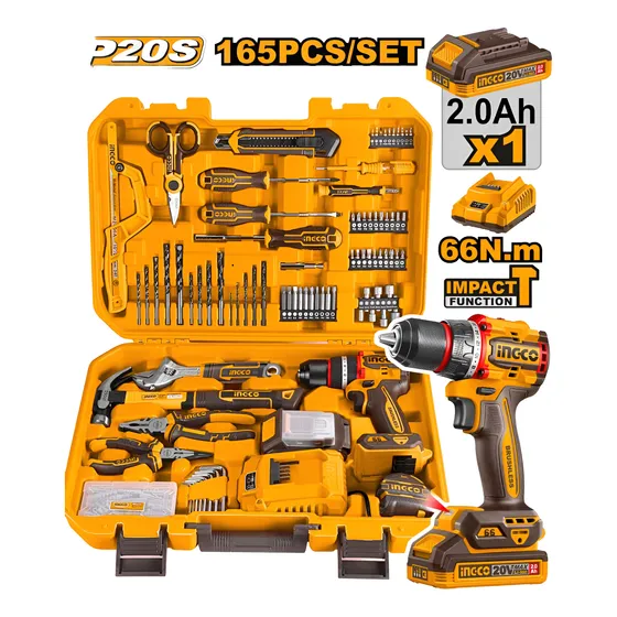 Kit Atornillador Percutor 20v (cidli20668) En Valija C/bat Naranja Claro 50hz/60hz