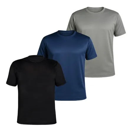 Kit 3 Camisetas Dry Fit Academia Básica Masculina Treino