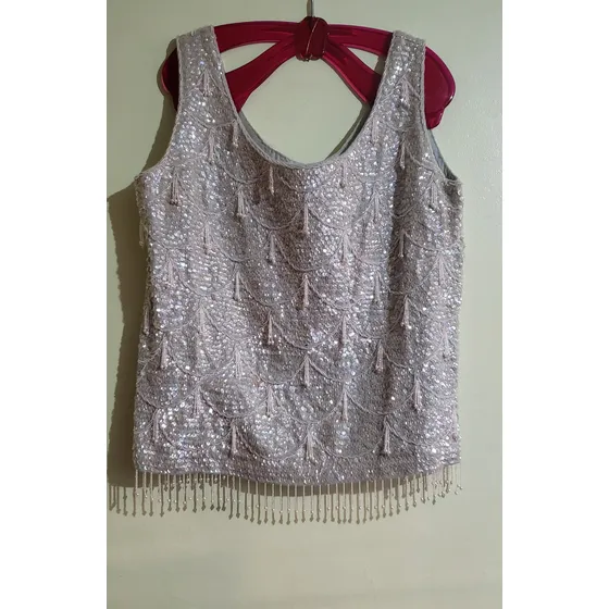 Chaleco Vintage Con Lentejuelas, Mostacillas Para Fiestas