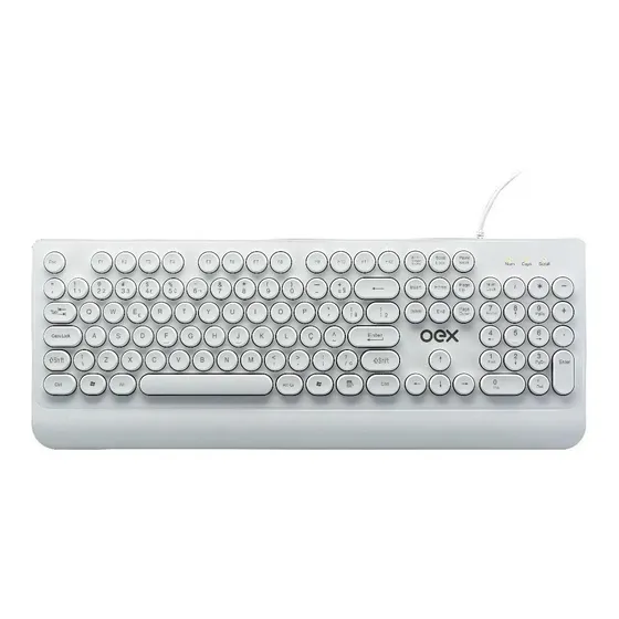 Teclado Com Fio Oex Tc401 Pop In Apoio De Punho Cor de teclado Branco Idioma Português Brasil