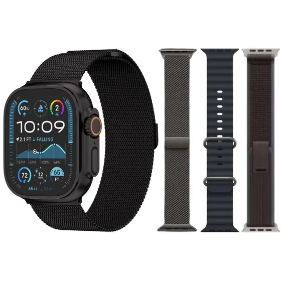 Black Gadget Ultra 3 Max Acero Inoxidable Amoled 2,02 Robot Ia Smartwatch Network Sharing