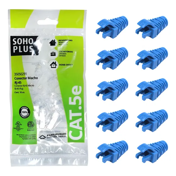 10 Conectores Rj45 Cat5e Soho Plus +10 Capas Snap Azul Claro