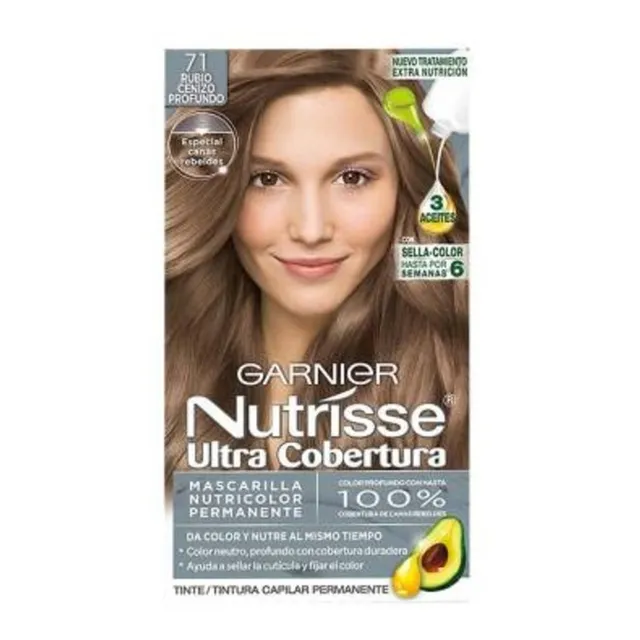 5 Pz Tinte Para Cabello Garnier Nutrisse 71 Rubio Cenizo Pro