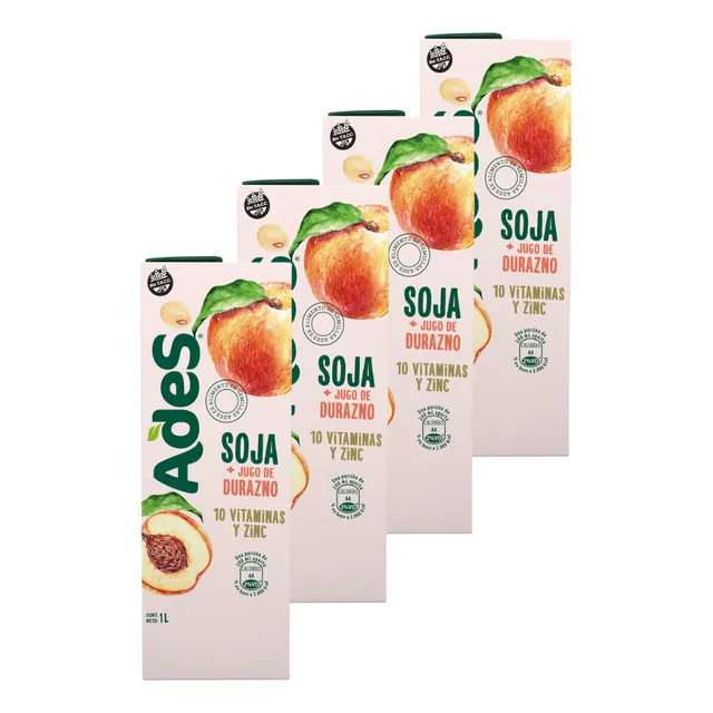 Jugo Durazno A Base De Soja Ades 1 L X 4