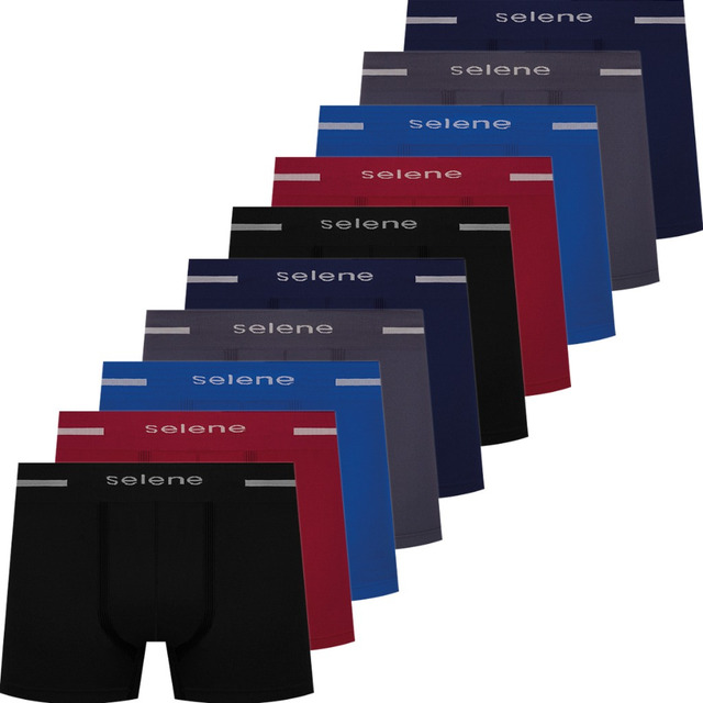 Kit 10 Cuecas Boxer Selene Sem Costura Poliamida Original Kit 10 Cuecas Boxer Selene Sem Costura Poliamida Original