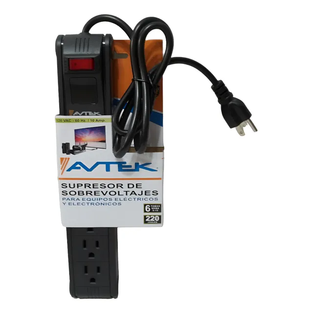 Regleta Multienchufe 6 Tomas 120v - 10 Amp Avtek
