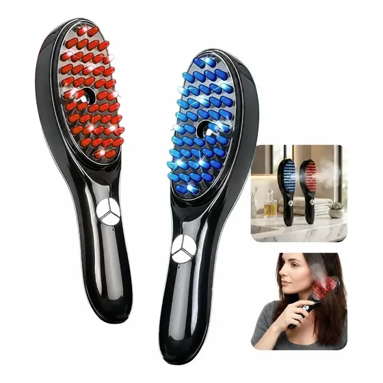 Escova Massageadora Capilar 4 Em 1 Led Terapêutica Cabelo