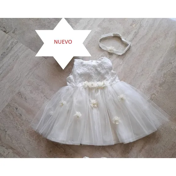 Vestidos Para Bautizo Talla 1 + Tiara (para Niña De Un Año) 