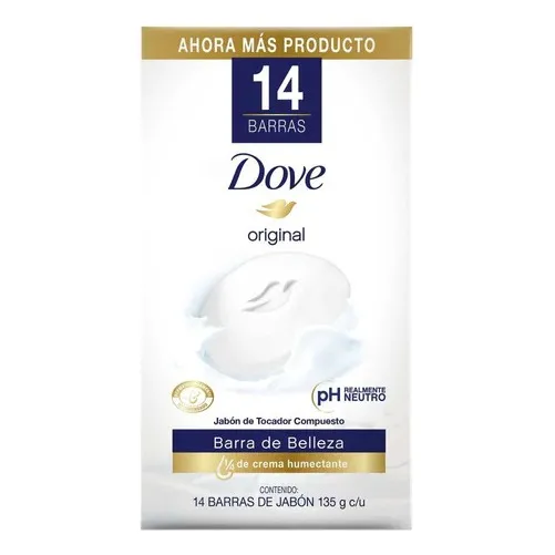 Jabón Corporal Dove En Barra C/ Crema Humectante 14 Pzs Full