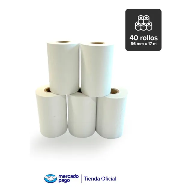 40 Rollos De Papel Térmico 56mm X 17 Metros