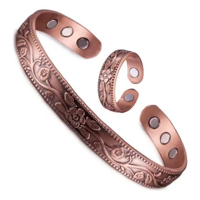 Pulsera Y Anillo Cobre. Magnética. Brazalete Energía. Salud Cobre 7 Cm 17 Cm
