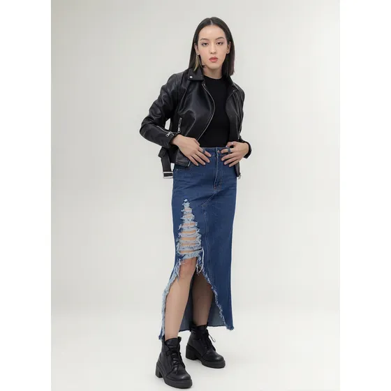 Pollera De Jeans Elastizada Mujer Importada Premium